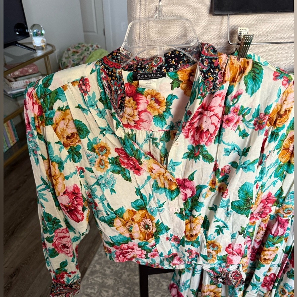 Rare Vintage Carole Little Floral Skirt & Cropped Top Set | Small (4–6) - Picture 3 of 9